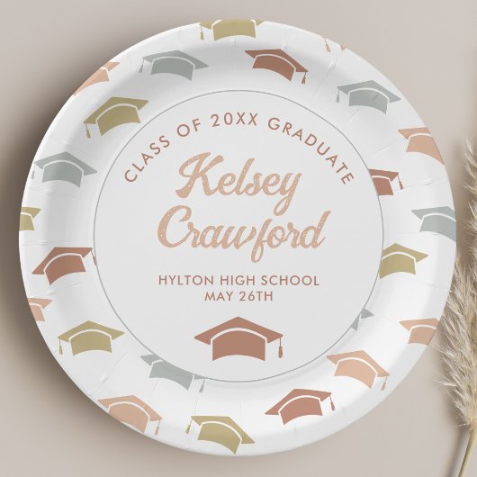 Boho Grad Caps Graduation Party Pappteller