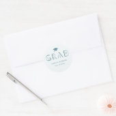 Boho GRAD Typografie Aquamarin Runder Aufkleber (Umschlag)