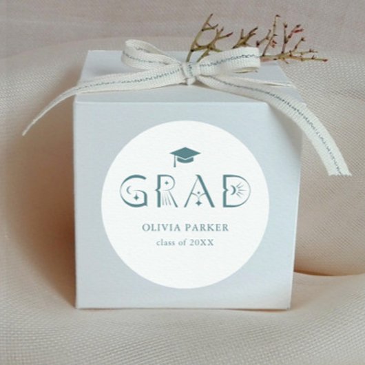 Boho GRAD Typografie Aquamarin Runder Aufkleber