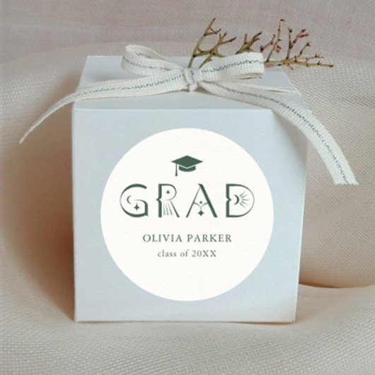 Boho GRAD Typografie Green Runder Aufkleber