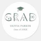 Boho GRAD Typografie Green Runder Aufkleber (Vorderseite)