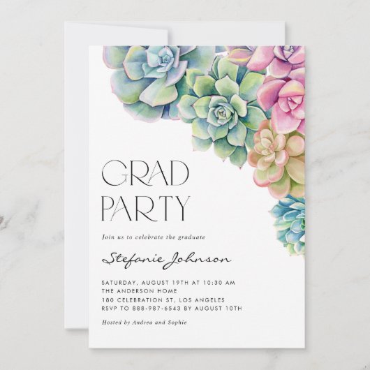 Boho Graduation Party Einladung (Vorderseite)