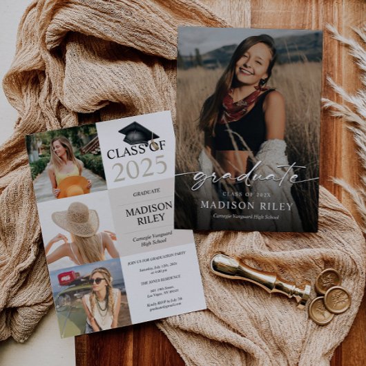 Boho Graduation Party Einladung mit Fotos