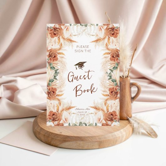 Boho Graduation Party Guest Book Card