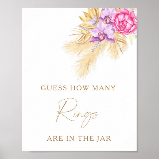 Boho grass - Wie viele Ringe Brautparty Poster (Vorne)