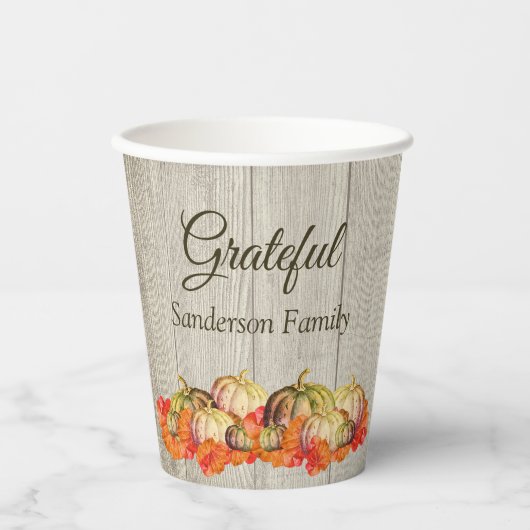Boho Grateful Erntedank Party Fall Pappbecher (Vorderseite)