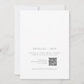 Boho Graue Wildblumen-QR-Code Spanische Hochzeit Einladung (Rückseite)