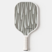 Boho Gray and White Pattern Individuelle Name Pickleball Schläger (Rückseite)