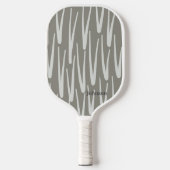 Boho Gray and White Pattern Individuelle Name Pickleball Schläger (Vorderseite)