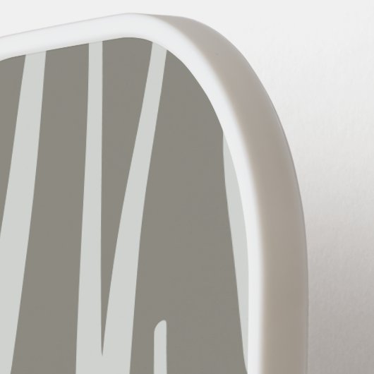 Boho Gray and White Pattern Individuelle Name Pickleball Schläger (Linke Seite)