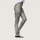 Boho Gray Black Mandala Pattern Leggings (Rechts)