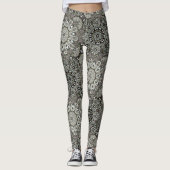 Boho Gray Black Mandala Pattern Leggings (Vorderseite)