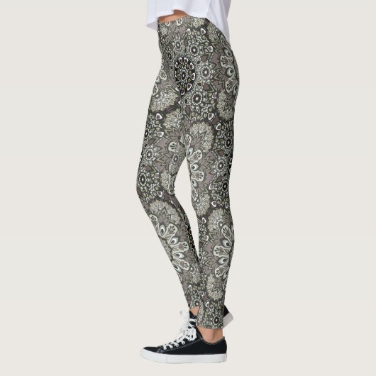 Boho Gray Black Mandala Pattern Leggings (Links)