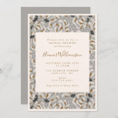 Boho Gray Botanical Modern Einzigartiges Brautpart Einladung (Vorne/Hinten)