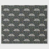 Boho Gray Celestial Moth Pattern Geschenkpapier (Flach)