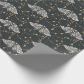 Boho Gray Celestial Moth Pattern Geschenkpapier (Ecke)
