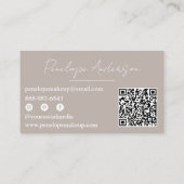 Boho Gray Neutral Chic Minimalist Modern QR Code Visitenkarte (Rückseite)