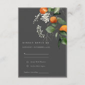 Boho Gray Orange Blossom Botanical Wedding RSVP Begleitkarte (Vorderseite)