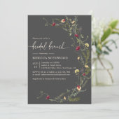 Boho Gray Watercolor Wildblumen Bridal Brunch Einladung (Stehend Vorderseite)