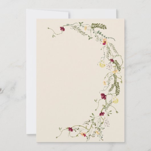 Boho Gray Watercolor Wildblumen Bridal Brunch Einladung (Rückseite)