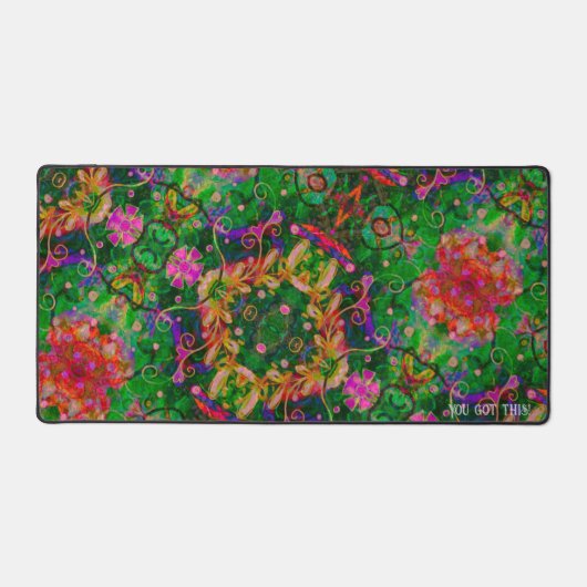 Boho Green Abstrakt Boho Custom Inspiriere Zitat Schreibtischunterlage (Vorderseite)