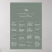 Boho Green Alphabetical Wedding Seating Chart Poster (Vorne)