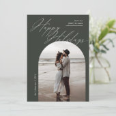 Boho Green Arch Foto Script Typografie Weihnachten (Stehend Vorderseite)