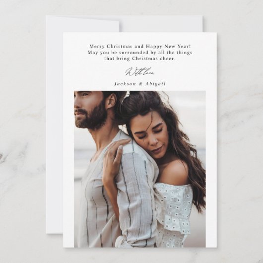 Boho Green Arch Foto Script Typografie Weihnachten (Rückseite)