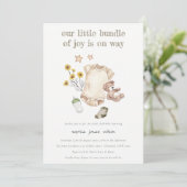 Boho Green Baby Clothes Gender Neutral Baby Dusche Einladung (Stehend Vorderseite)