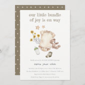 Boho Green Baby Clothes Gender Neutral Baby Dusche Einladung (Vorne/Hinten)