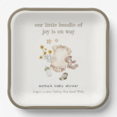 Boho Green Baby Clothes Gender Neutral Baby Dusche Pappteller (Vorderseite)