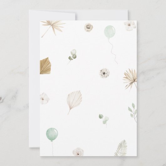 Boho Green Bear Baby Dusche Einladung (Rückseite)