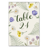 Boho Green & Beige Wildflower Wedding Table Number Tischnummer (Rückseite)