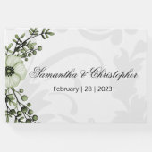 Boho Green Berries and Gray Damask Wedding Gästebuch (Vorderseite)