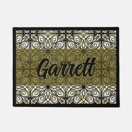 Boho Green & Black Fußmatte (Vorderseite)