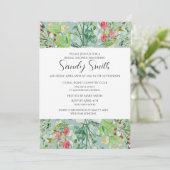 Boho Green Blätter and Wildblumen Brautparty Einladung (Stehend Vorderseite)