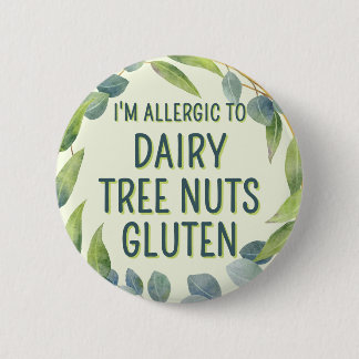 Boho Green Blätter Food Allergie Button
