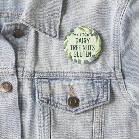 Boho Green Blätter Food Allergie Button (Beispiel)