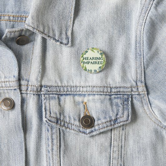 Boho Green Blätter Hörbehinderung Button (Beispiel)