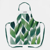 Boho Green Blätter Wasserfarbe Handgemalt Schürze (Vorderseite)