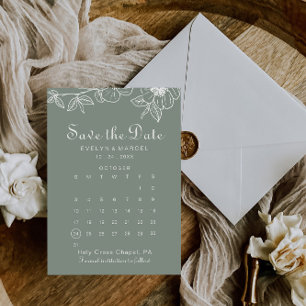 Boho Green Blumenkalender Save the Date