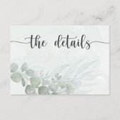 Boho Green Botanical Watercolor Wedding Details Begleitkarte (Vorderseite)