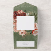 Boho Green Burgundy Fall Floral No Dinner All In One Einladung (Außenbereich)