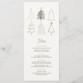 Boho Green Christmas Trees Feiertage Party Menükarte (Vorderseite)