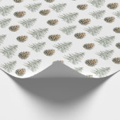 Boho Green Christmas Trees Pine Cones Geschenkpapier (Ecke)