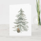 Boho Green Christmas Trees Pine Cones Karte (Vorderseite)
