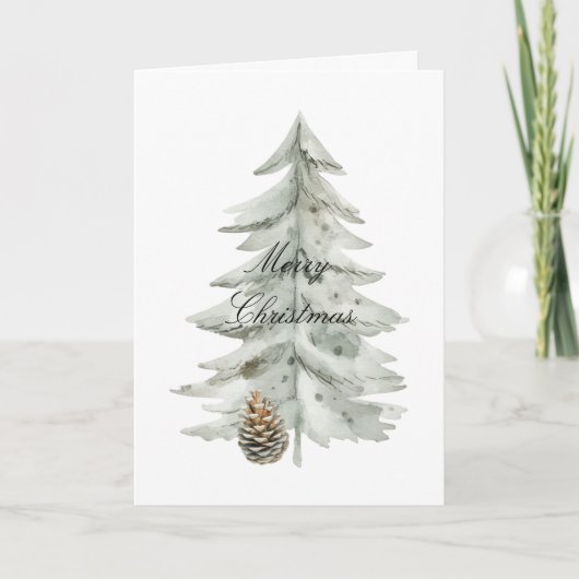 Boho Green Christmas Trees Pine Cones Karte (Vorderseite)