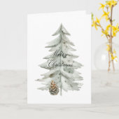 Boho Green Christmas Trees Pine Cones Karte (Gelbe Blume)