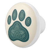 Boho Green & Cream Pawprint Folk Art Keramik Knob Keramikknauf (Rechts)