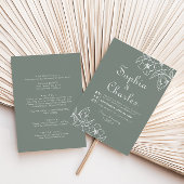 Boho Green Destination Blumenfront Back Wedding Einladung